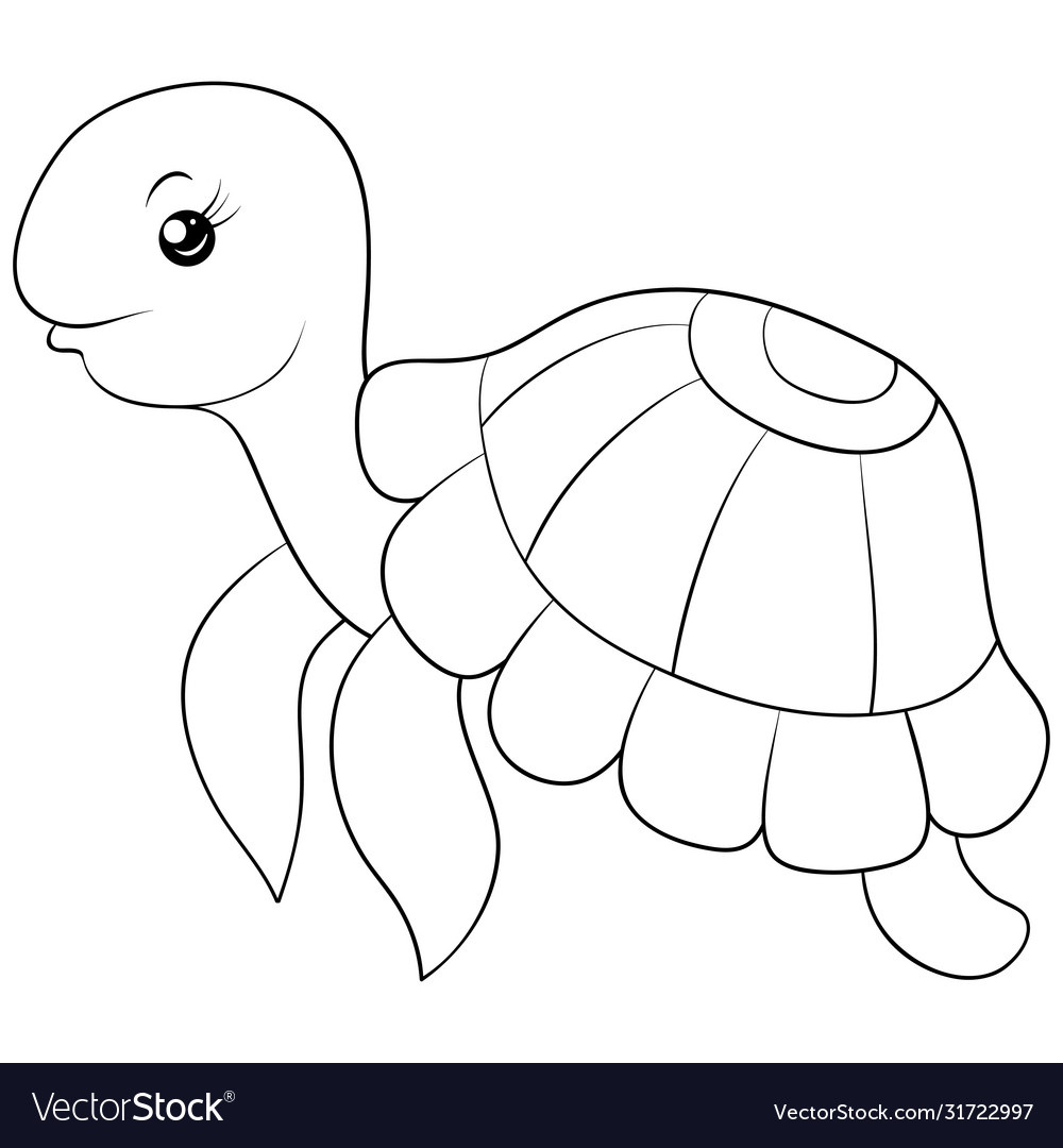 A Children Coloring Bookpage Cartoon Turtle Vector Image