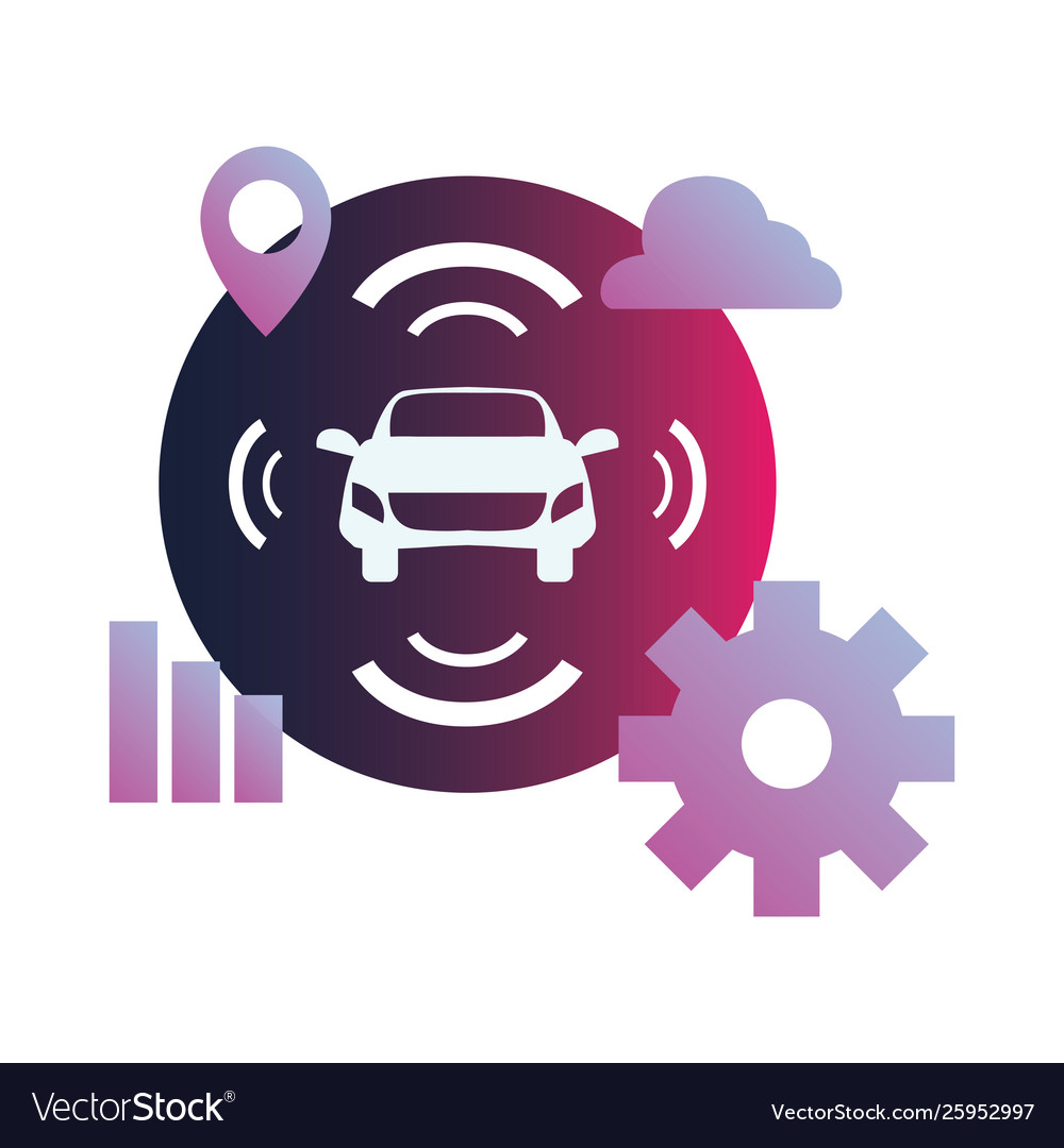 Autonomous Smart Car Icon Royalty Free Vector Image