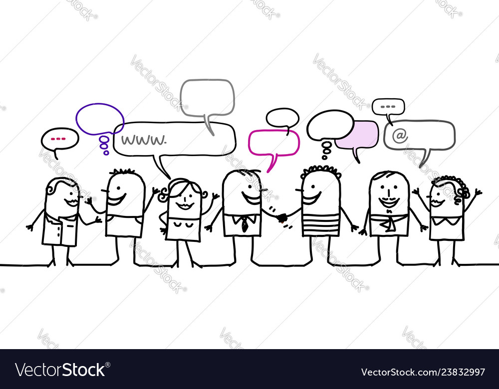 Cartoon people and social network Royalty Free Vector Image