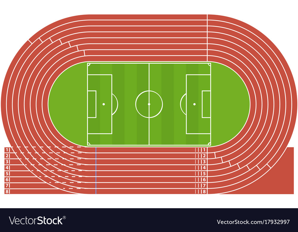 Cartoon running track stadium Royalty Free Vector Image