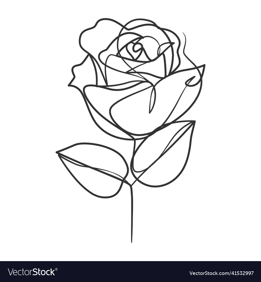 Continuous line drawing of simple flower Vector Image