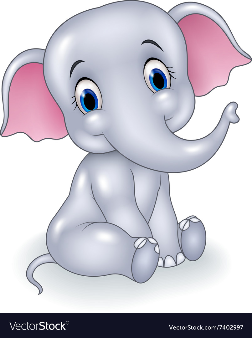 Cute baelephant sitting isolated Royalty Free Vector Image