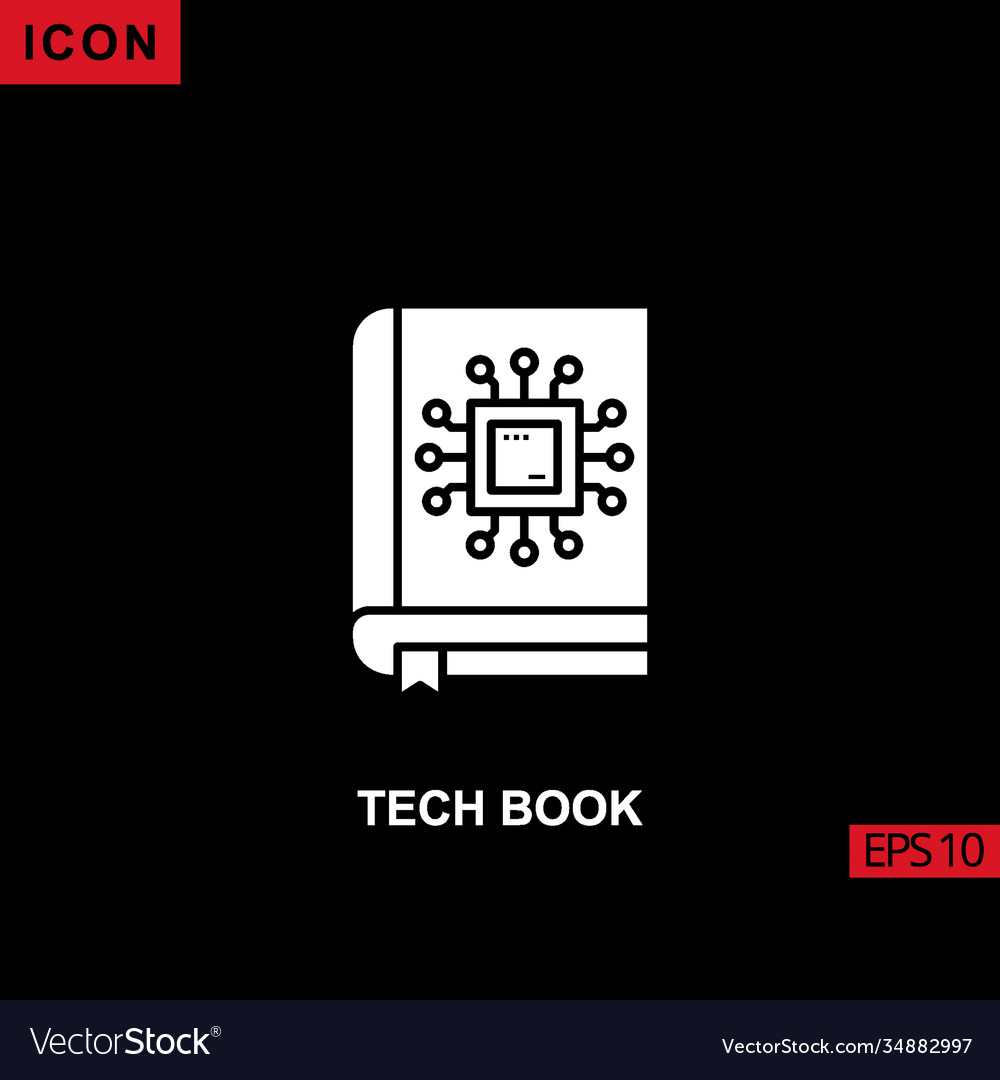 Icon tech book with circuit board processor