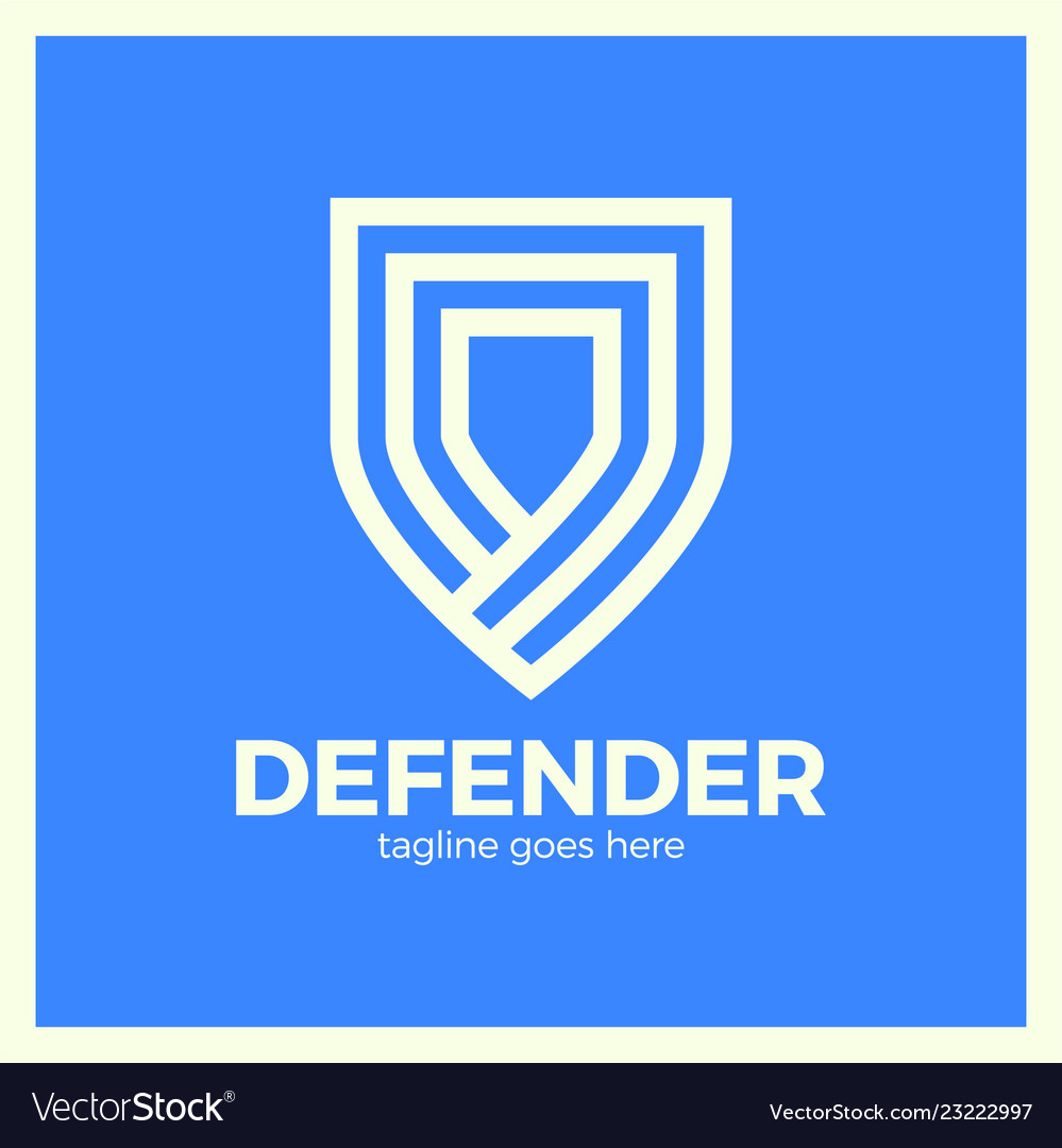 Line shield logotype three outline defense icon