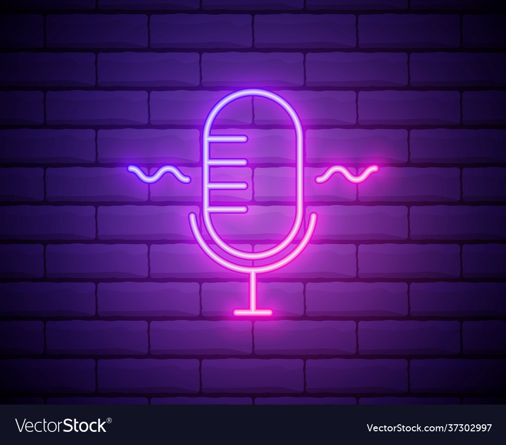 Podcast neon sign bright signboard light banner Vector Image