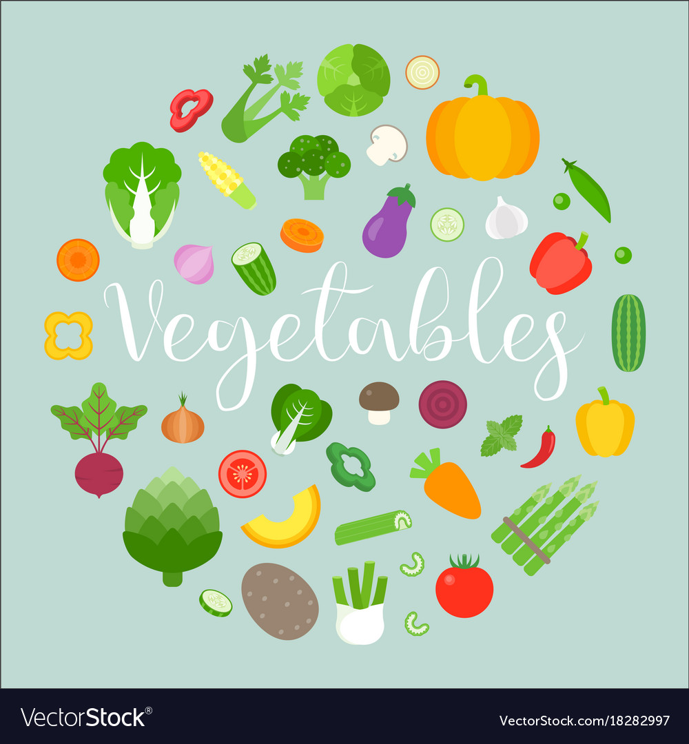 Vegetables arrange in circle shape Royalty Free Vector Image