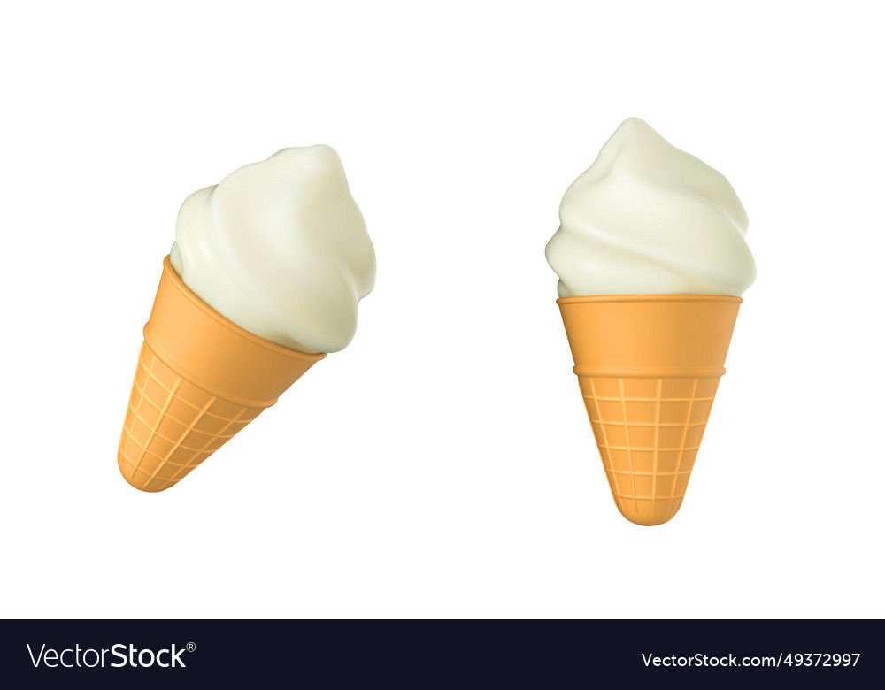 Waffle cone with white ice cream Royalty Free Vector Image