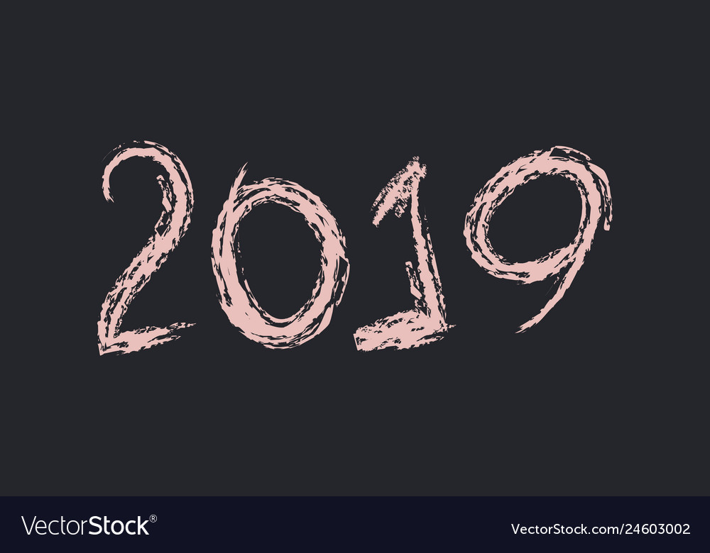 2019 text hand drawn in brush free style