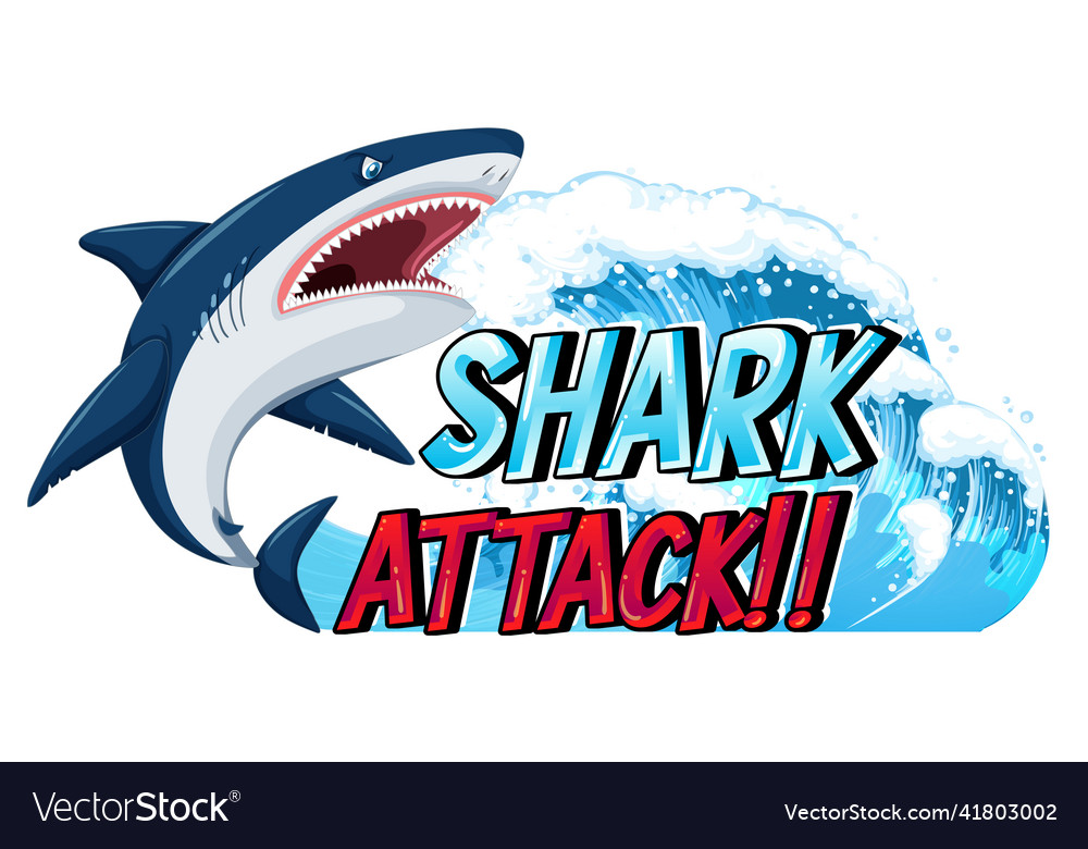 A marine logo with big blue shark Royalty Free Vector Image