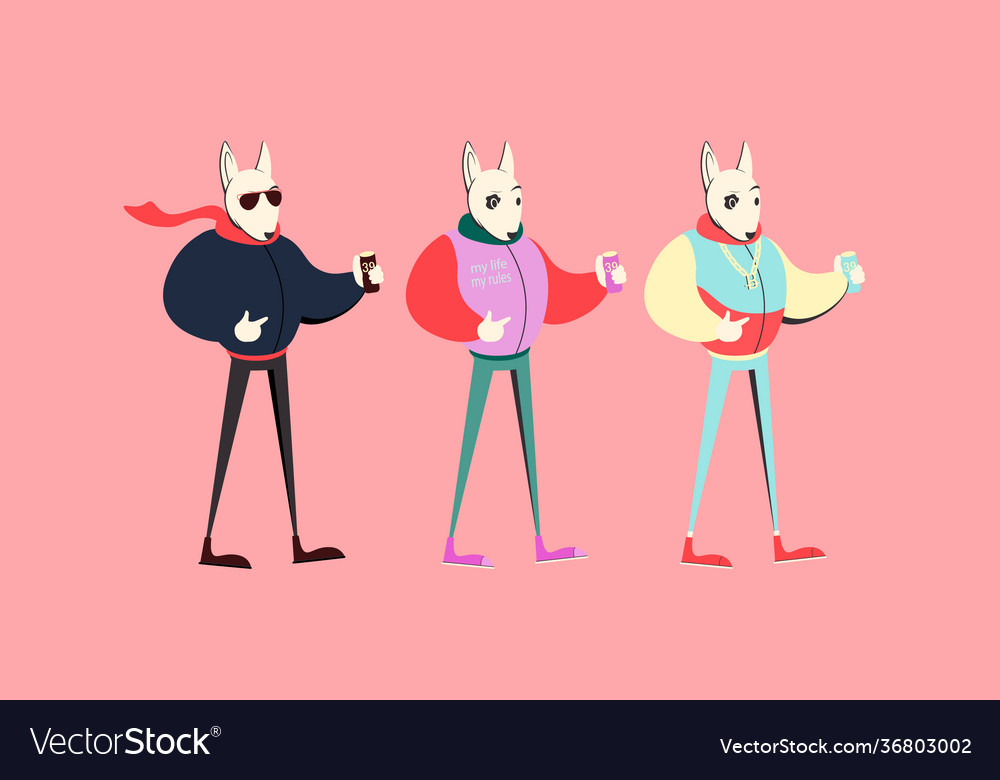 Cartoon flat bull terrier