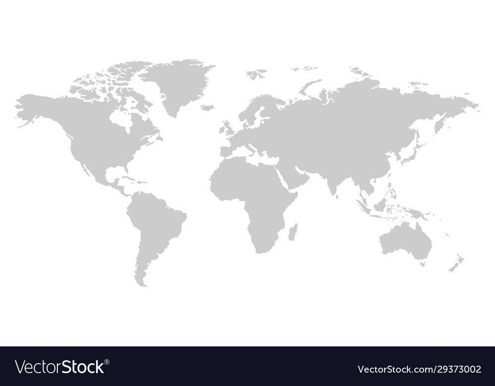 One Color Grey World Map Isolated On Transparent Vector Image