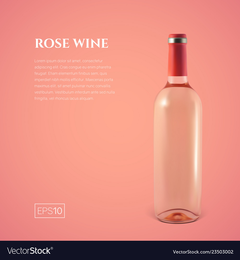 Photorealistic bottle of rose wine on a pink