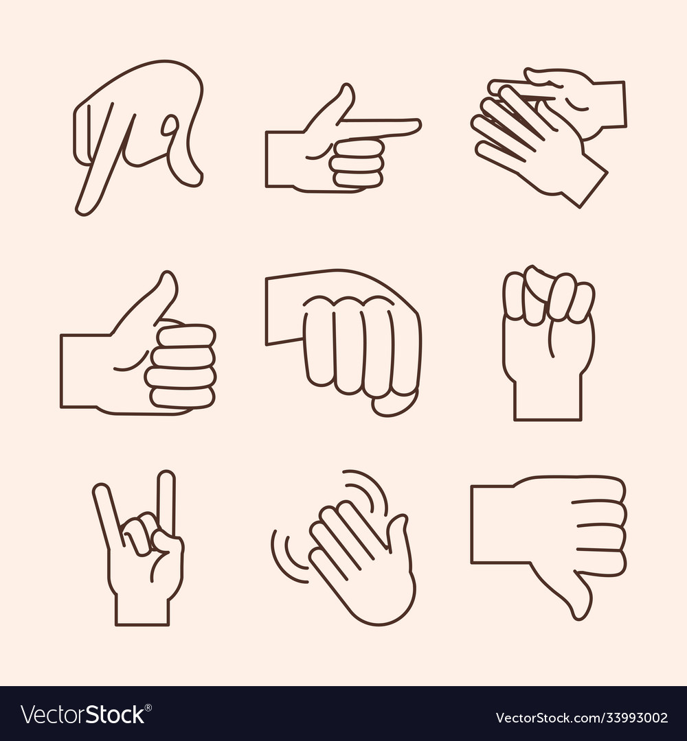 Sign language hand gesture indicating different Vector Image