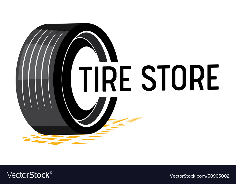 Tire store banner with car tyre tread track and Vector Image