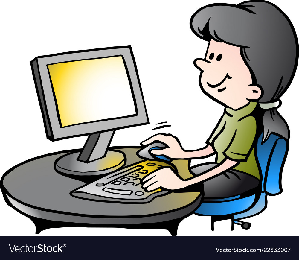 Cartoon a secretary at work Royalty Free Vector Image