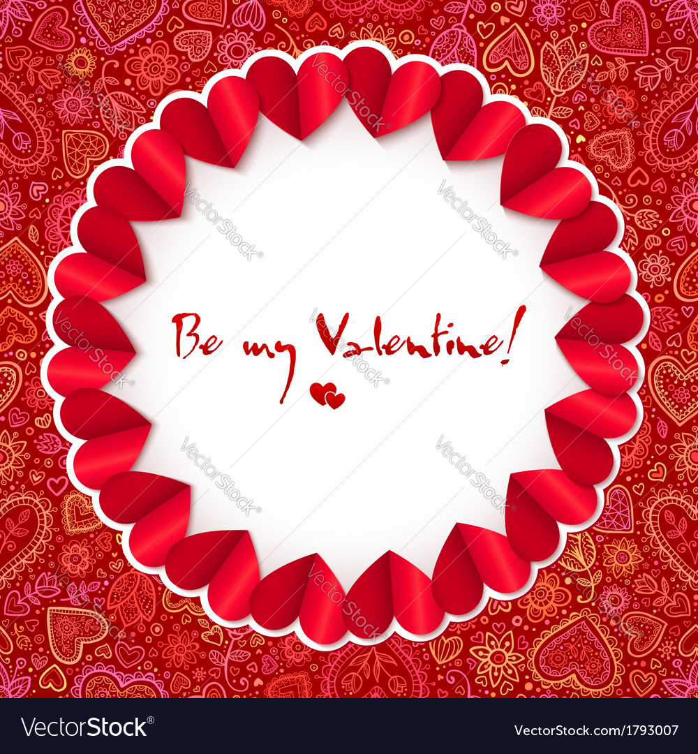 red circle valentines day greeting card template vector image