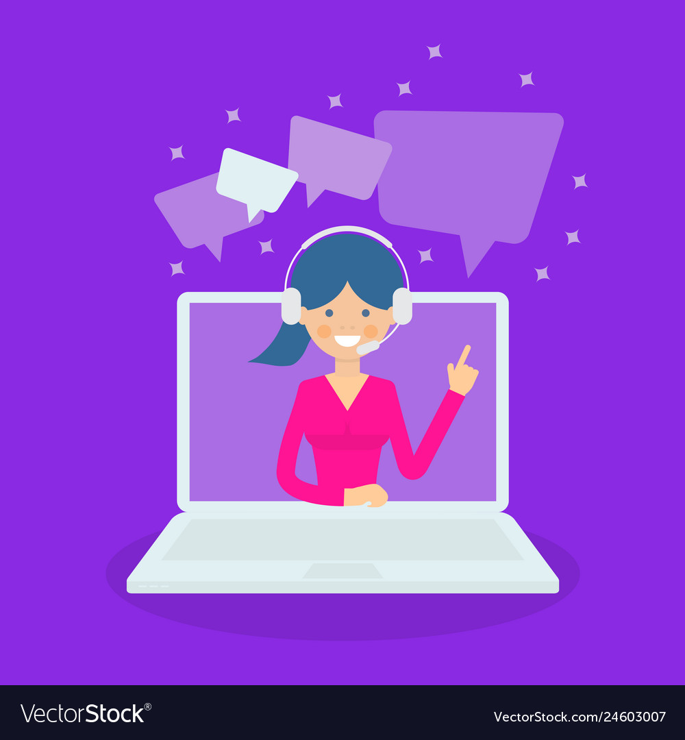 Smiling operator on computer screen Royalty Free Vector
