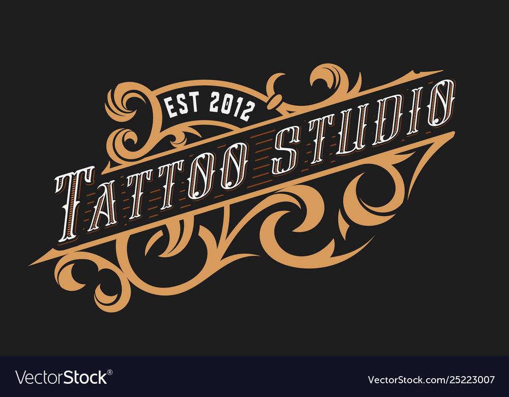 Tattoo logo template old lettering on dark Vector Image