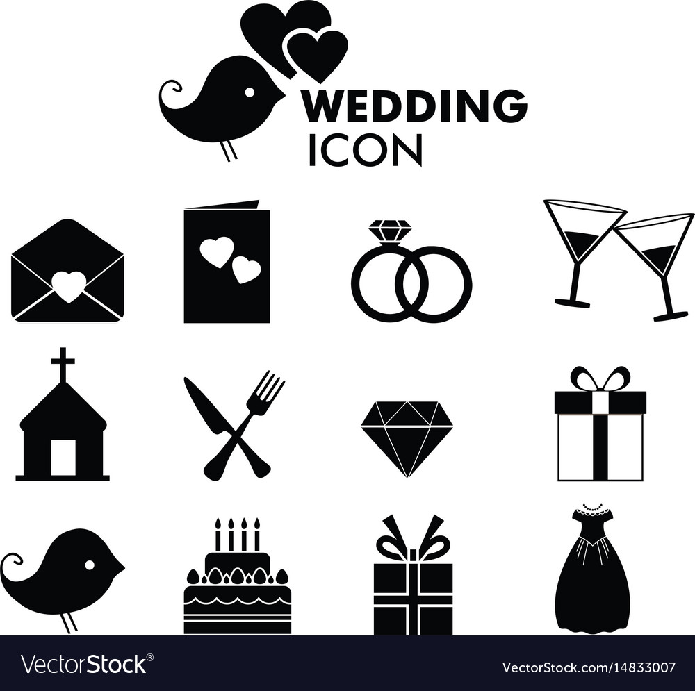 Wedding Icons Set Royalty Free Vector Image Vectorstock