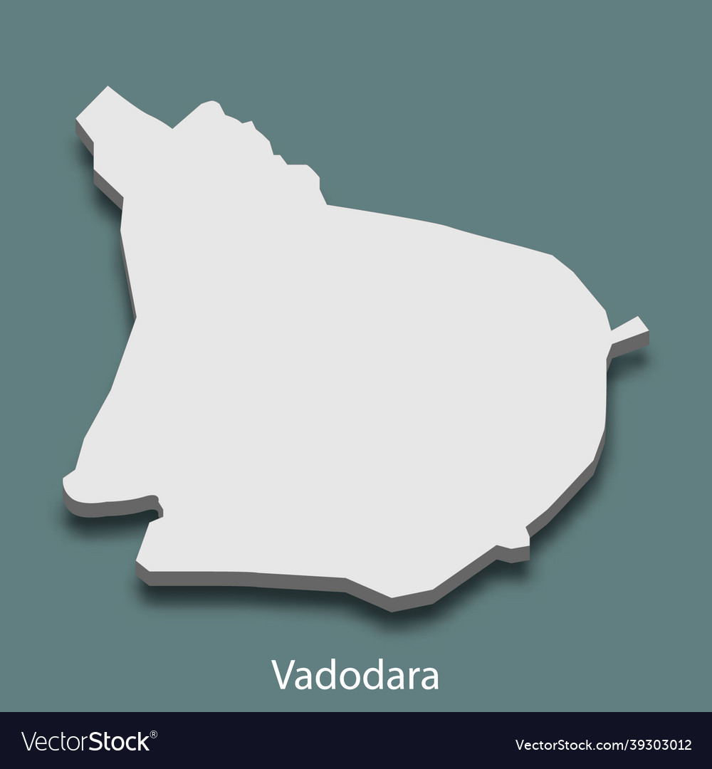 3d isometric map of vadodara is a city of india Vector Image