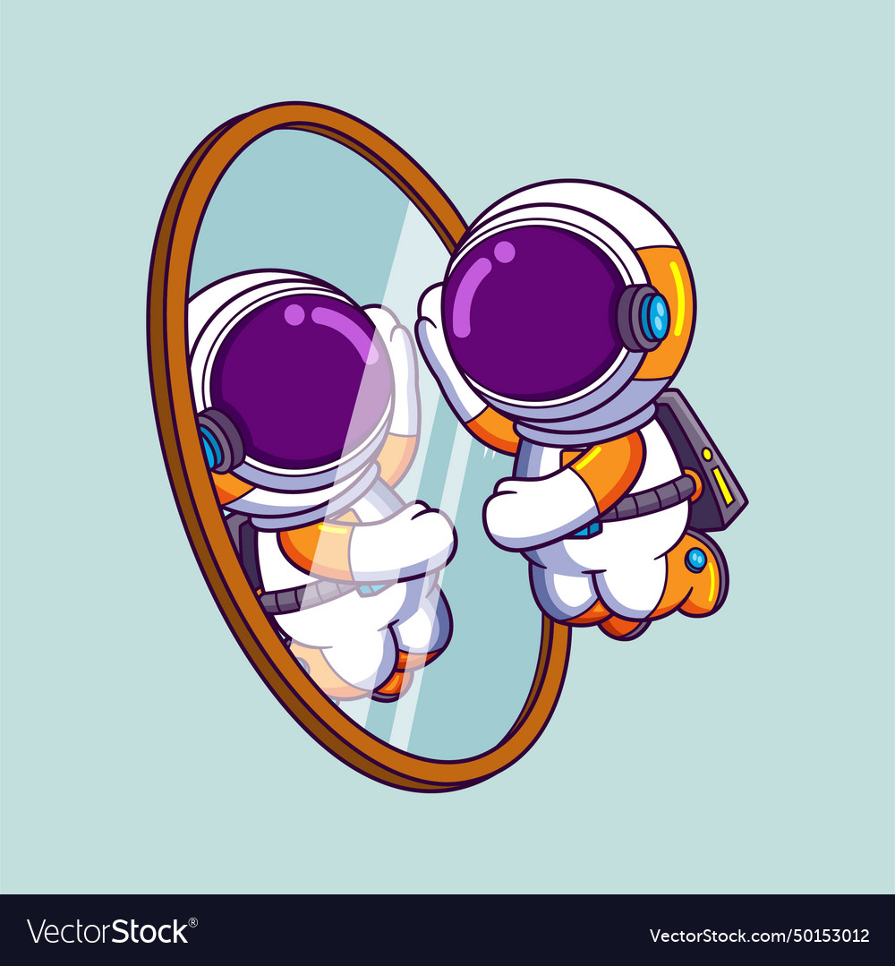 An astronaut looking in the mirror