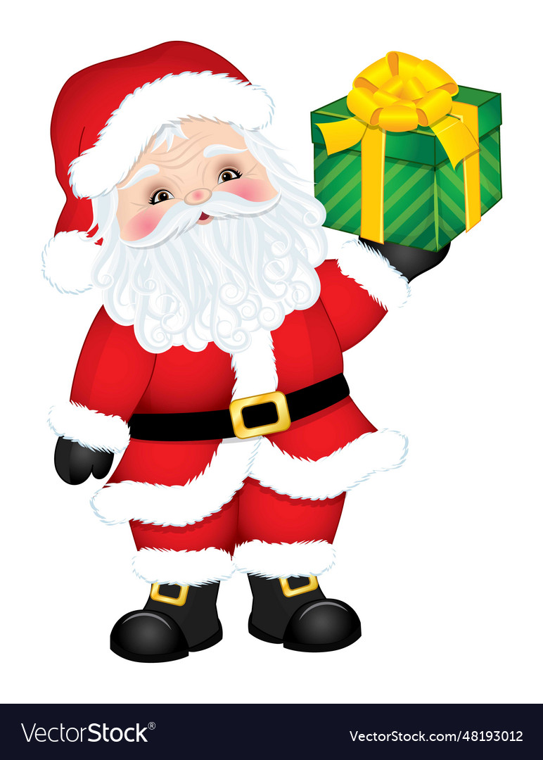 Cartoon santa claus with christmas gift box Vector Image