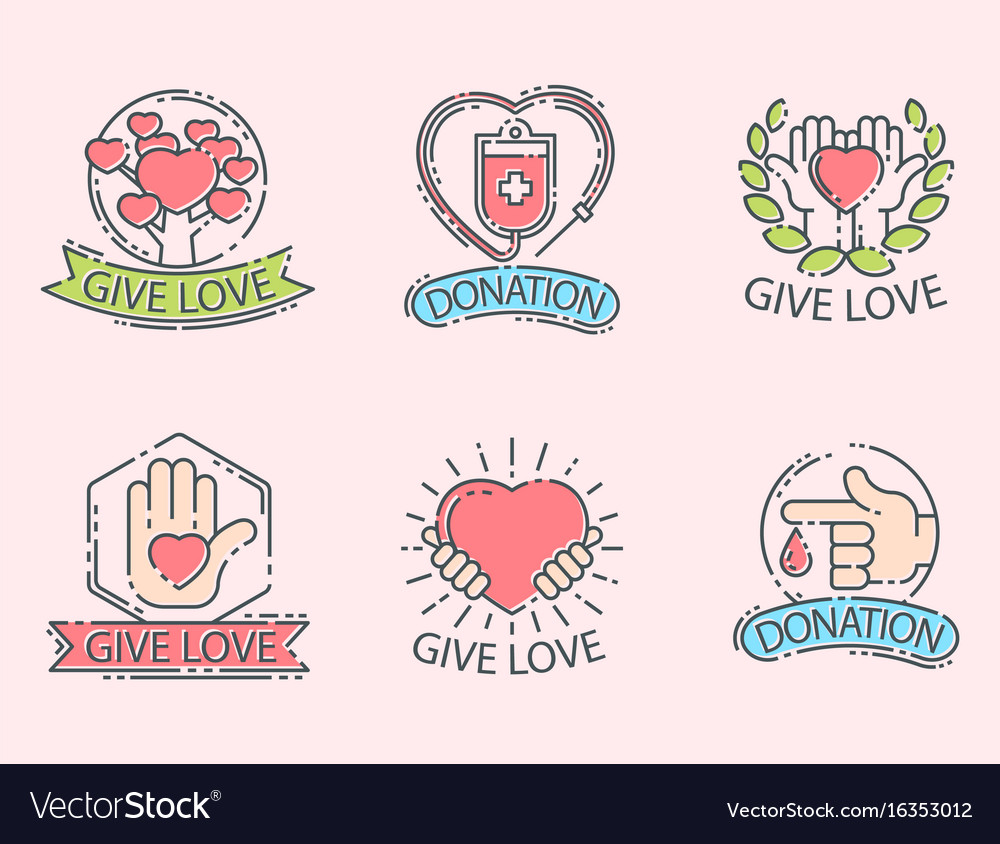 Donate money set logo icons help icon donation Vector Image