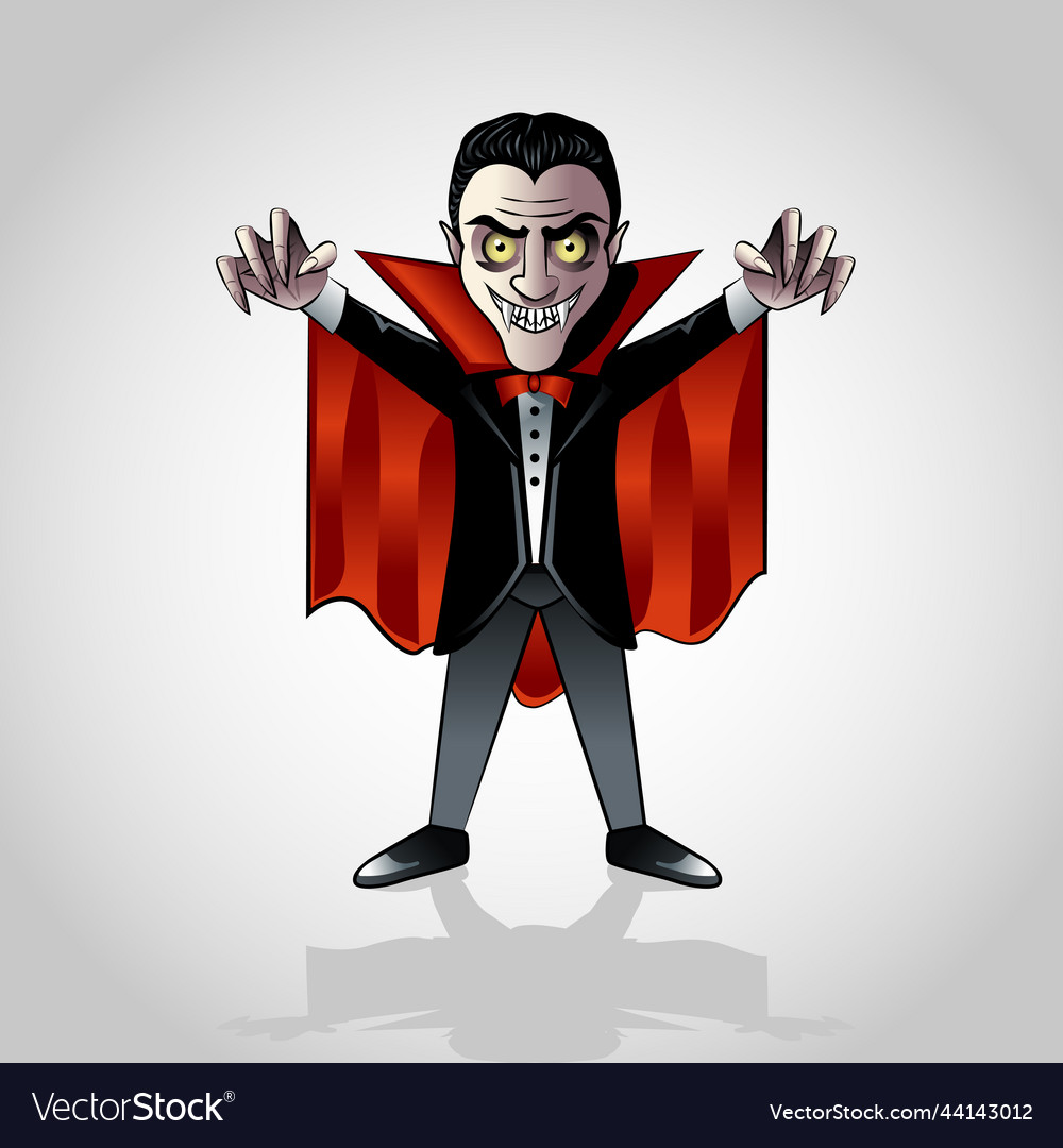 Cute cartoon vampire. Halloween vampire character isolated, Stock vector