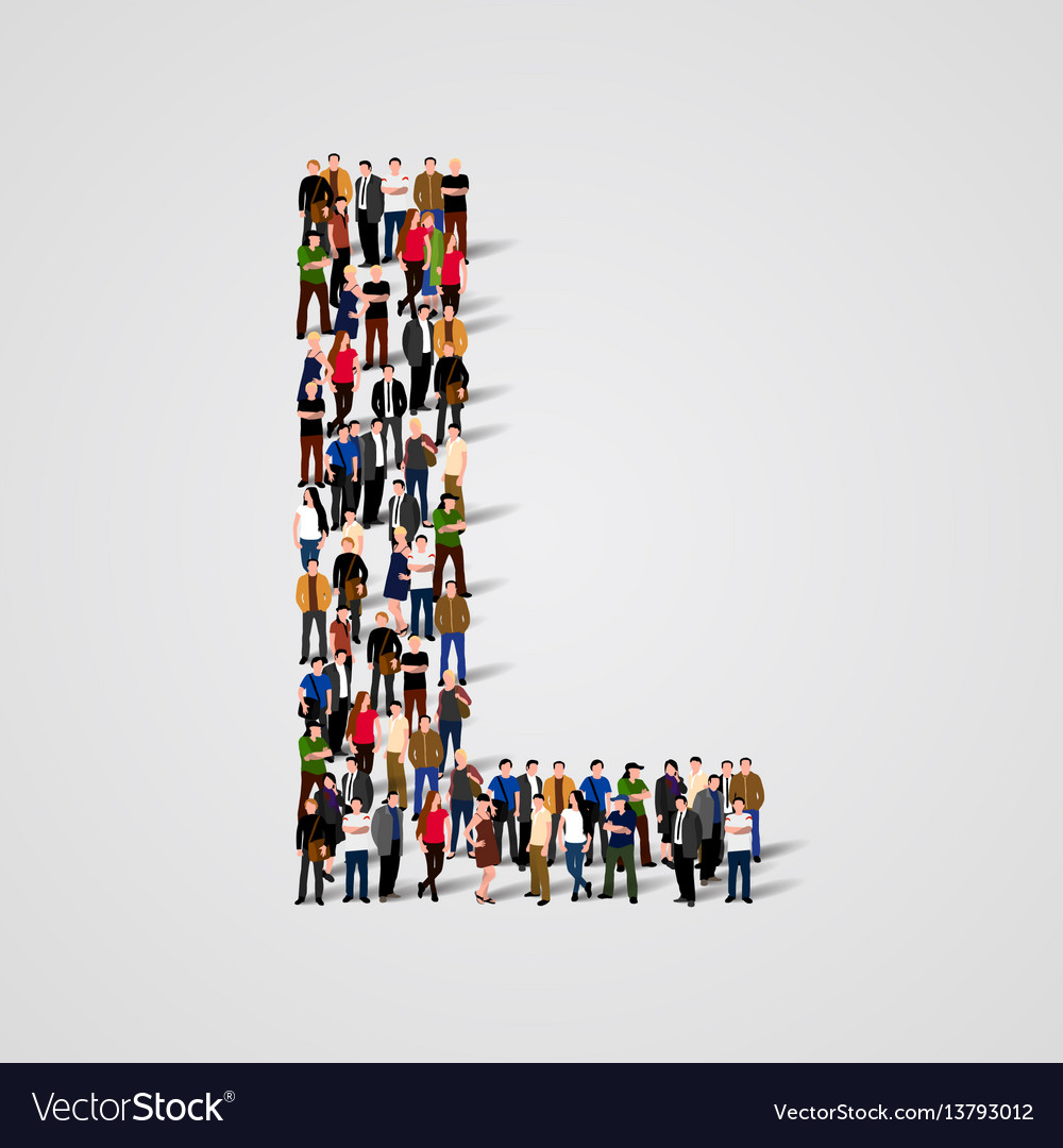 Large group of people in letter l form Royalty Free Vector