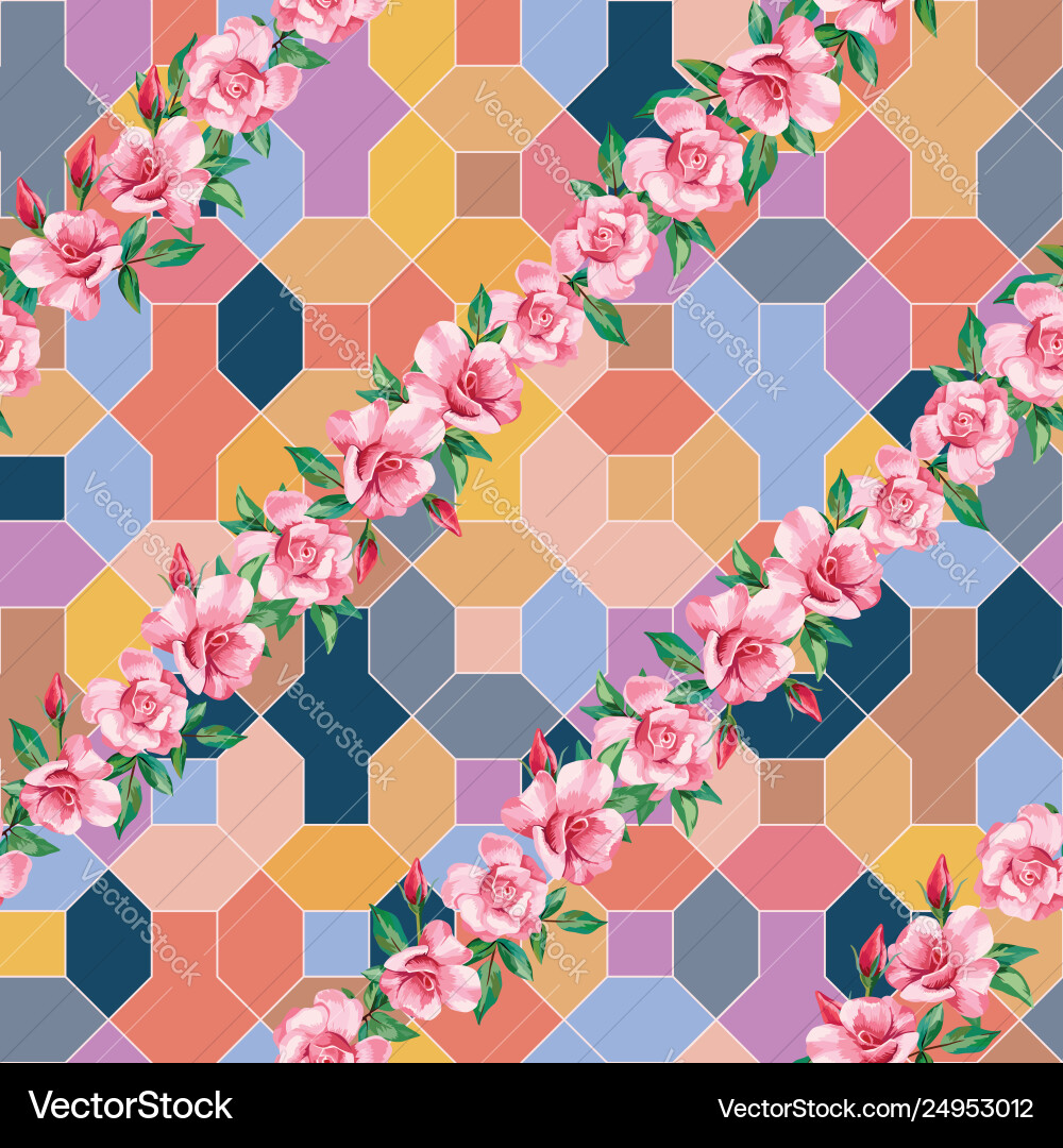 Lines roses positive color geometrical Royalty Free Vector