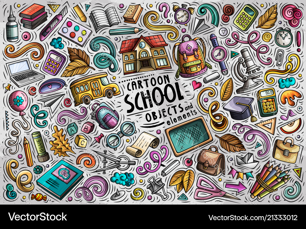 Set back to school items objects and Royalty Free Vector