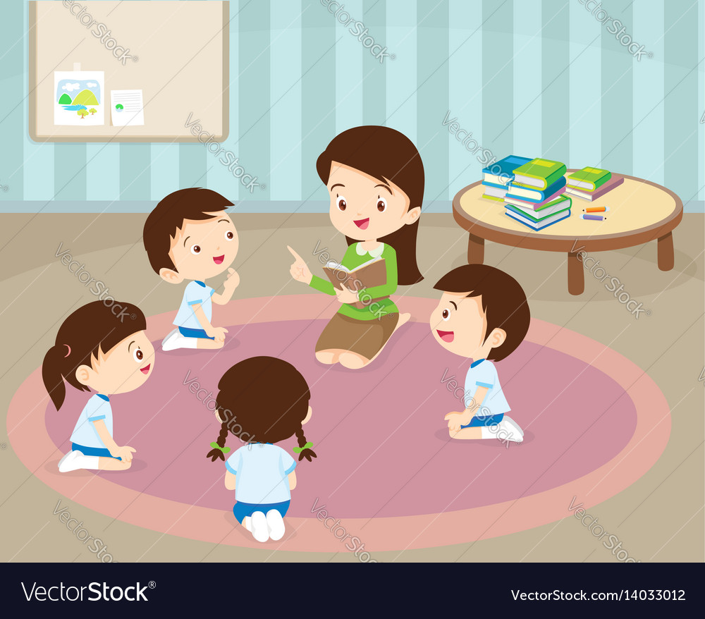 Teacher reading for student Royalty Free Vector Image