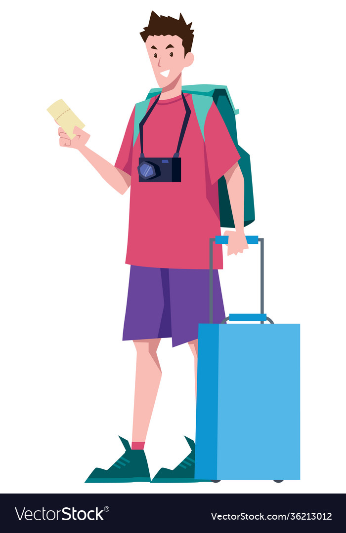 Traveler on white Royalty Free Vector Image - VectorStock