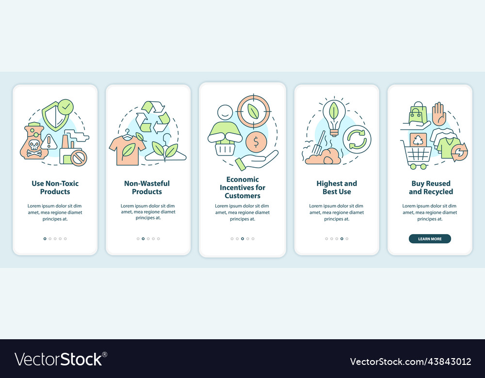 Zero waste business principles onboarding mobile Vector Image