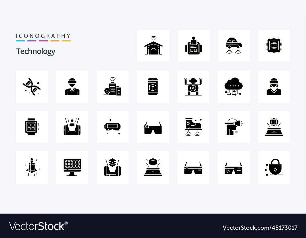 25 Technology Solid Glyph Icon Pack Royalty Free Vector 5128