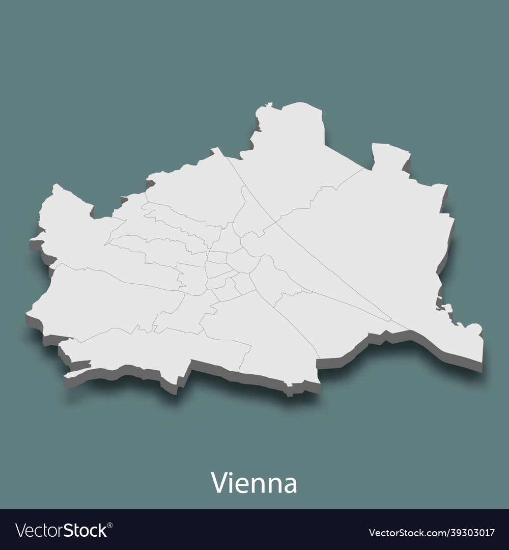 3d isometric map of vienna is a city austria