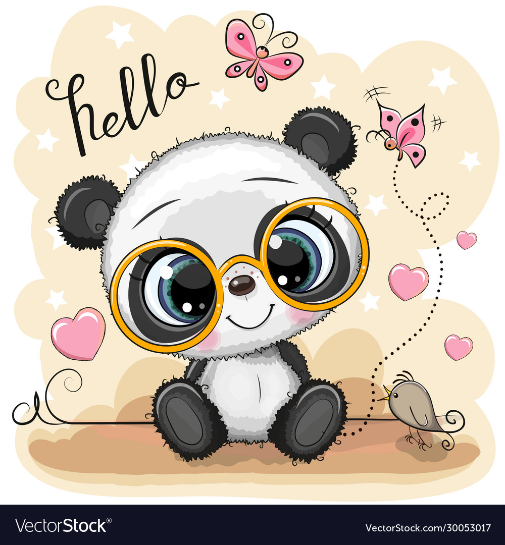 Panda With Glasses Cartoon Clipart Vector Friendlystock Cartoon ...