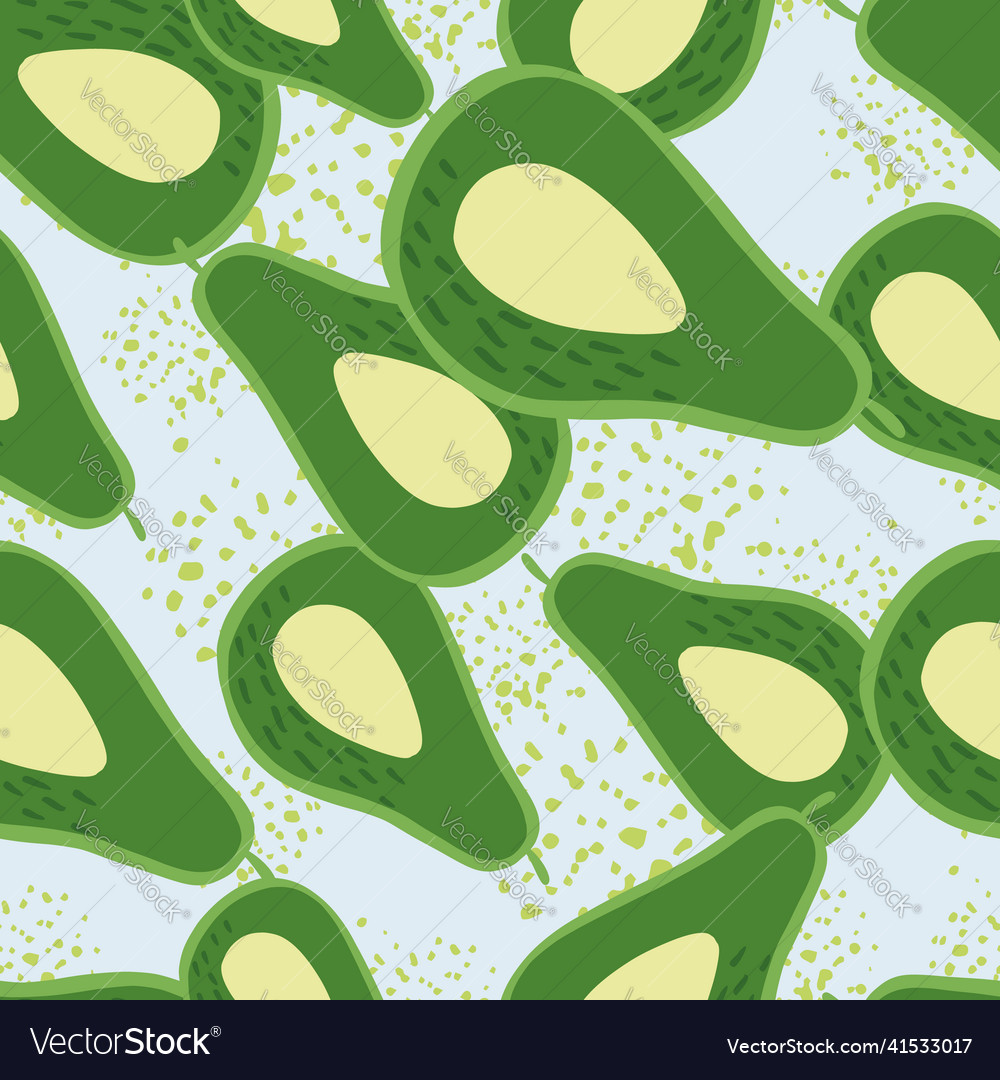 Doodle avocado seamless pattern hand drawn