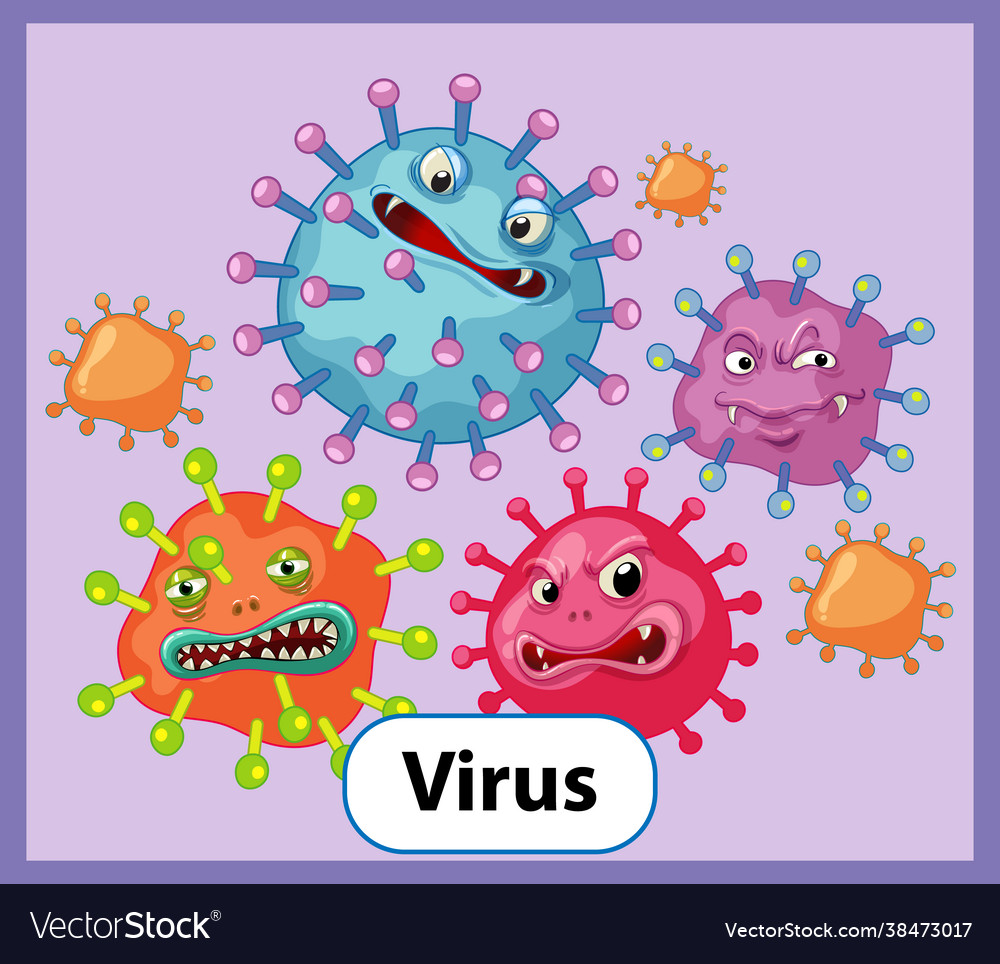 Educational english word card virus Royalty Free Vector