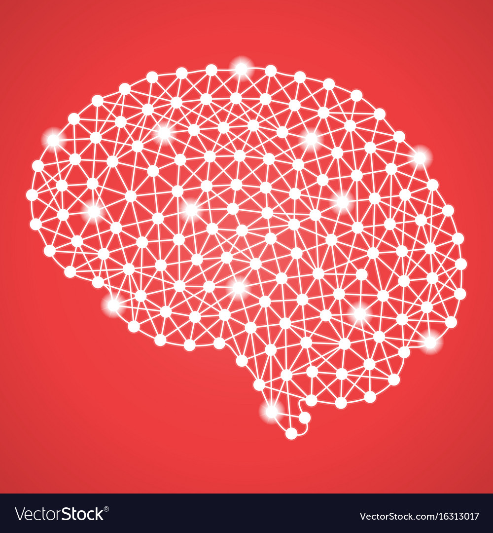 Human brain isolated on a red background