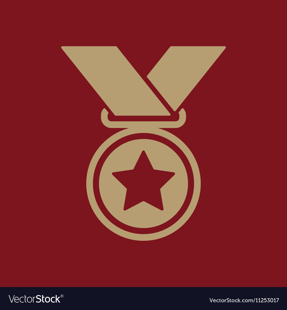 Medal icon prize symbol flat Royalty Free Vector Image