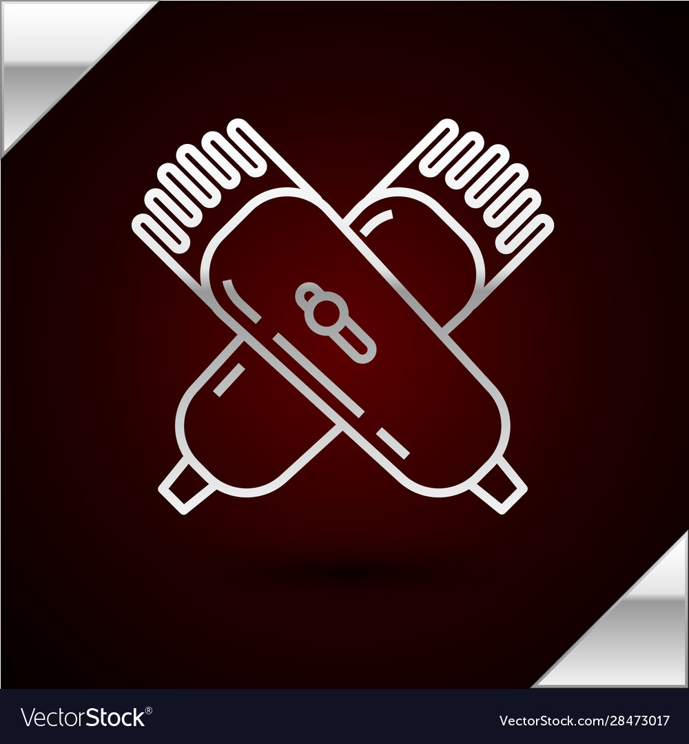 Silver Line Crossed Electrical Hair Clipper Or Vector Image