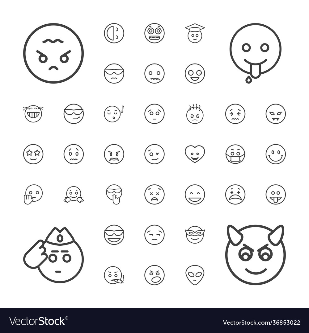 37 emoticon icons Royalty Free Vector Image - VectorStock