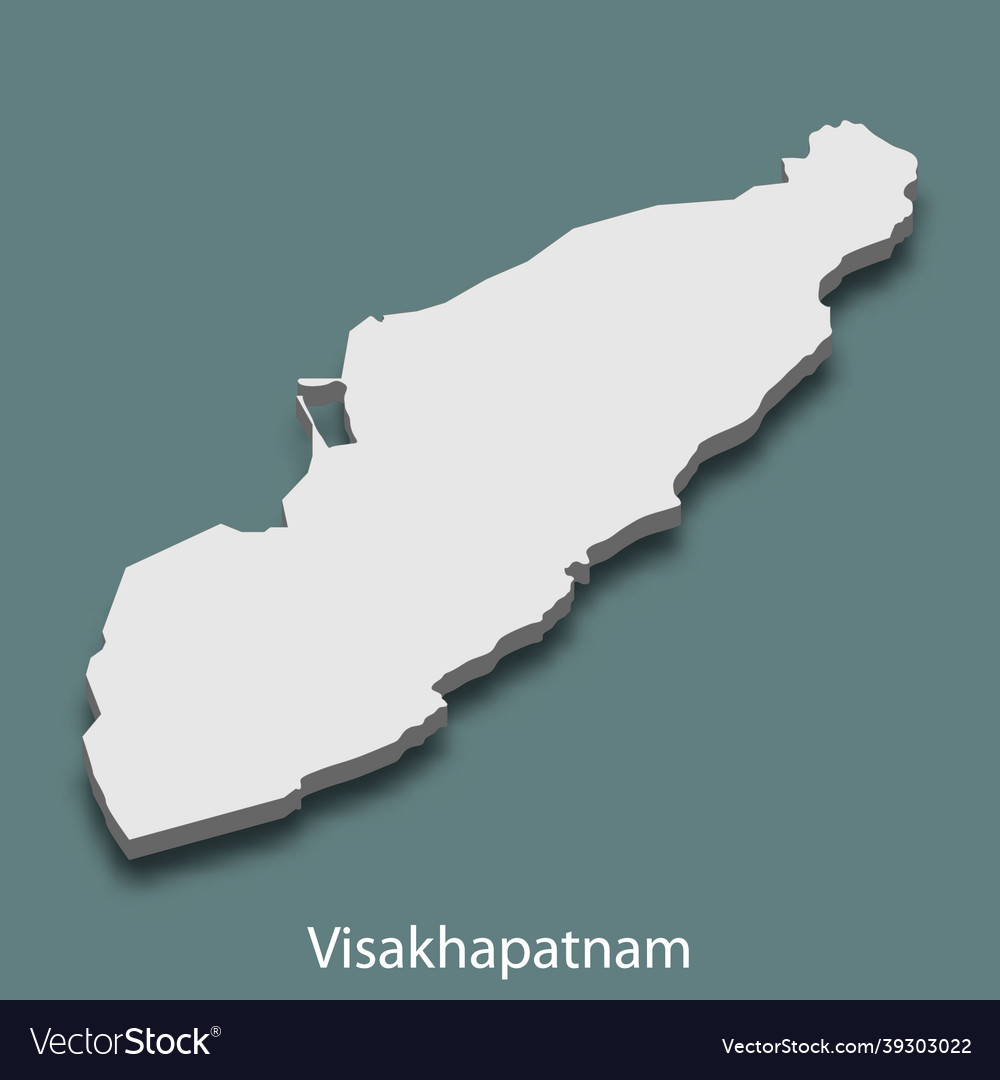 3d isometric map of visakhapatnam is a city Vector Image