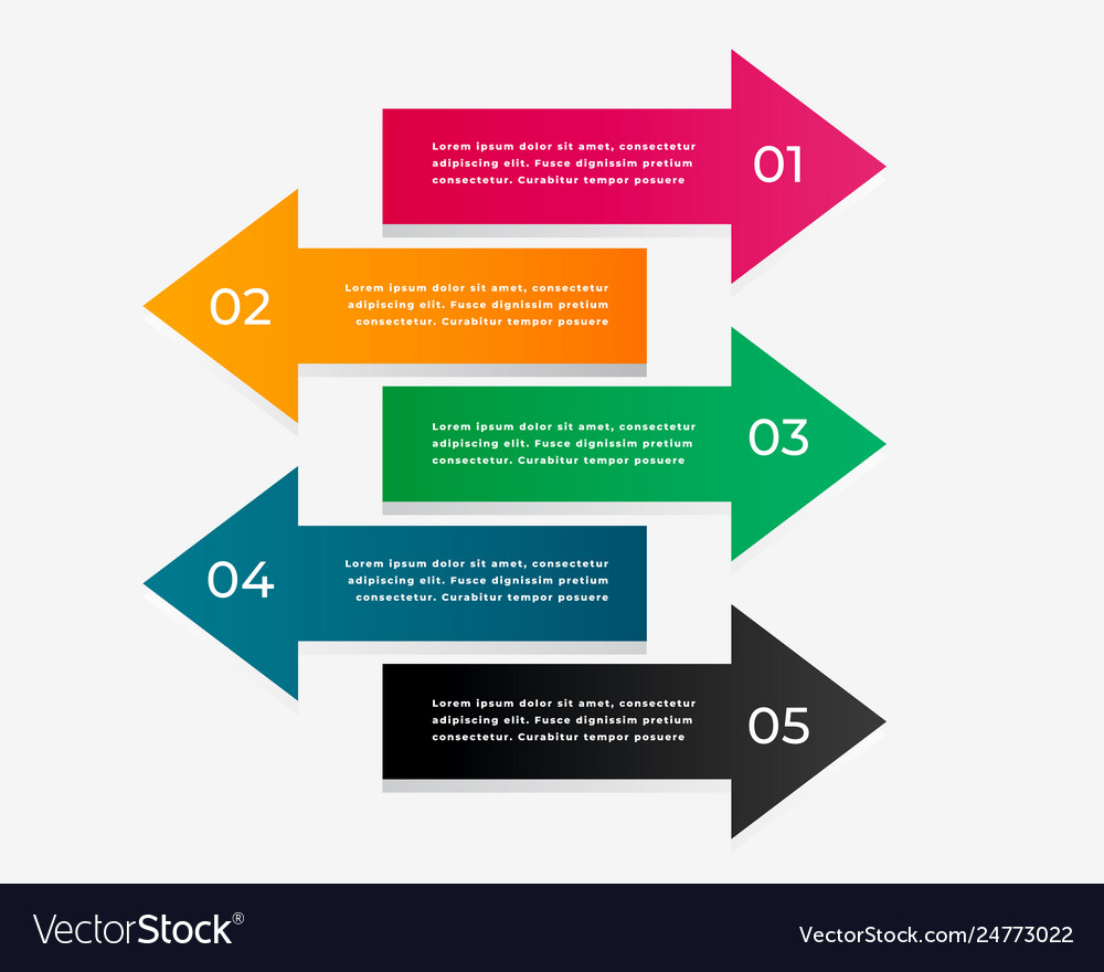 Arrow infographic with five steps Royalty Free Vector Image