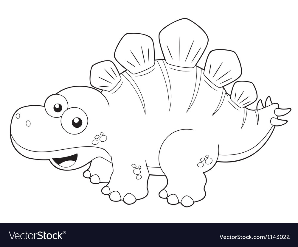 Cartoon dinosaur outline Royalty Free Vector Image