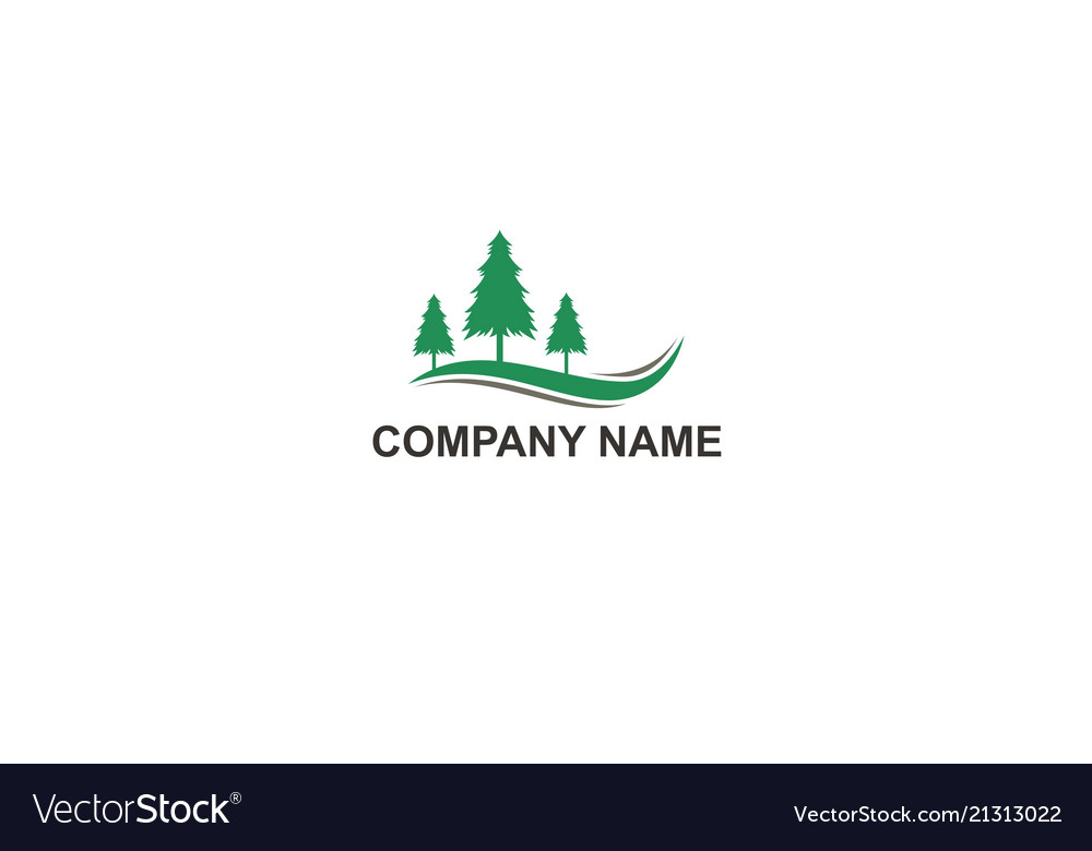 Green pine tree mountain company logo Royalty Free Vector