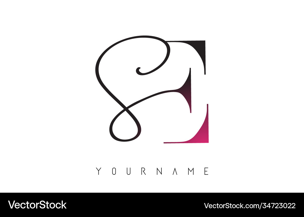 Handwritten se s e letters logo with pink colour Vector Image