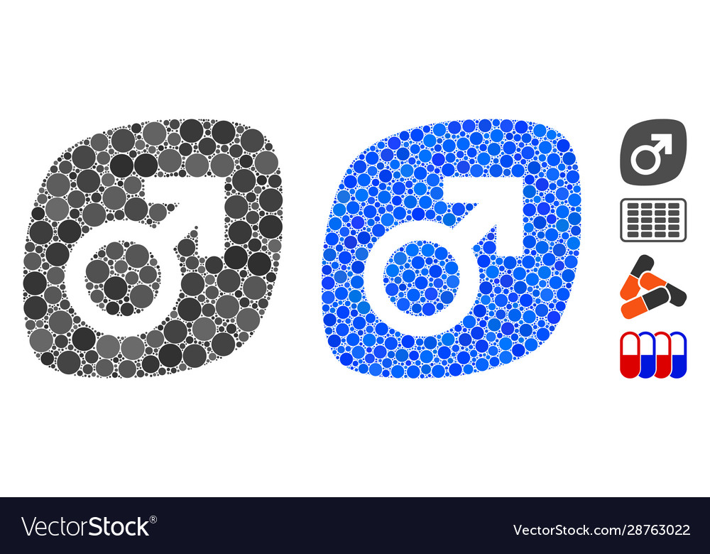 Male power tablet mosaic icon circle dots