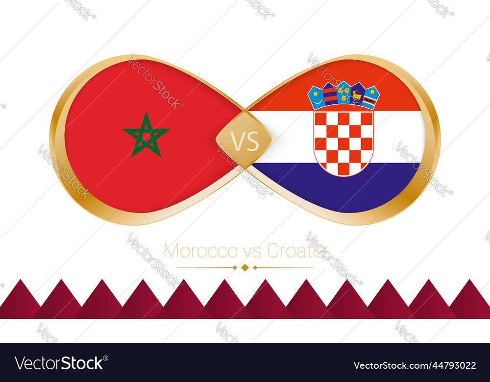 Morocco versus croatia golden icon for football